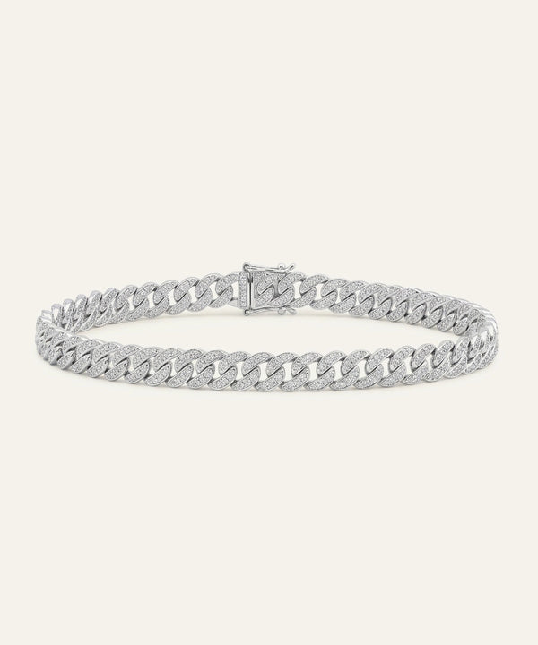 Silver chain bracelet on a white background