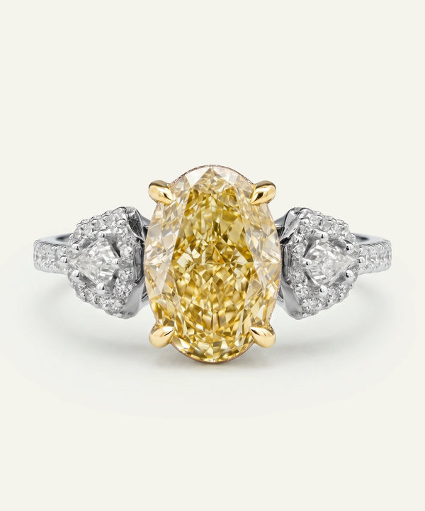 Ovani® Lab-grown Yellow Diamond Oval Bridal Ring - 3.87 Ct. T.W.