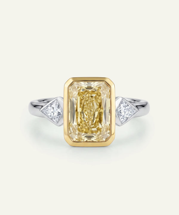 Ovani® Lab-grown Yellow Diamond Emerald Bezel Bridal Ring - 4.61 Ct. T.W.