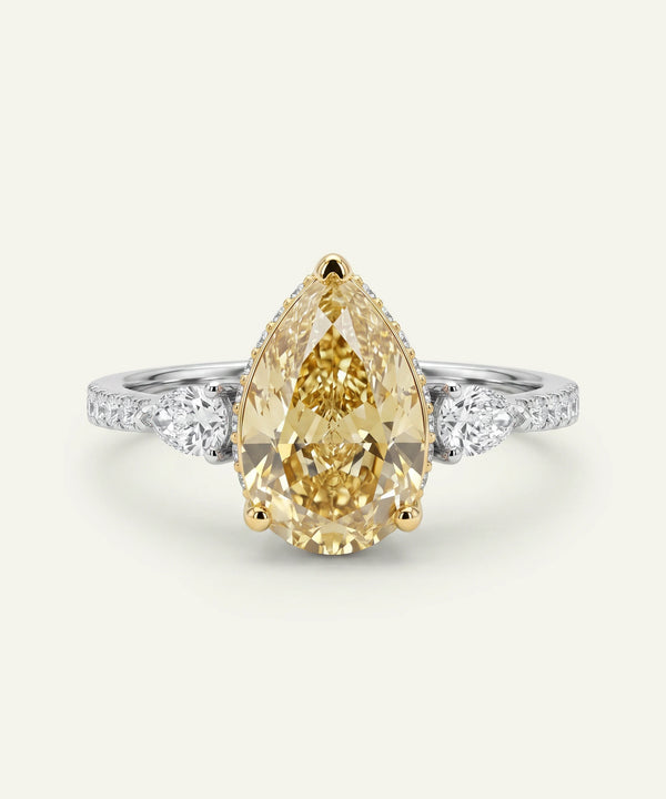 Ovani® Lab-grown Yellow Diamond Pear Bridal Ring - 3.82 Ct. T.W.