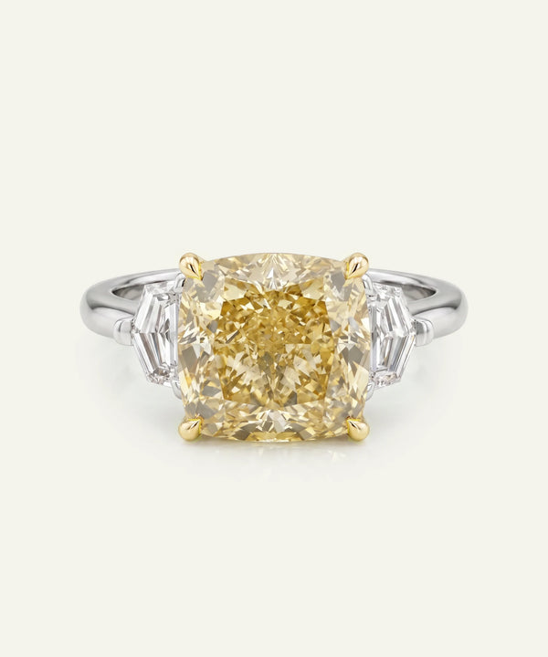 Ovani® Lab-grown Yellow Diamond Cushion Bridal Ring - 5.54 Ct. T.W.