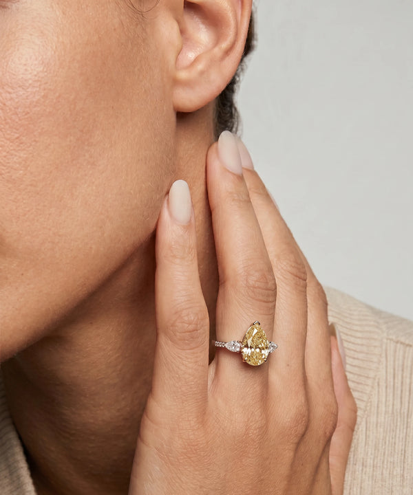 Ovani® Lab-grown Yellow Diamond Pear Bridal Ring - 3.81 Ct. T.W.