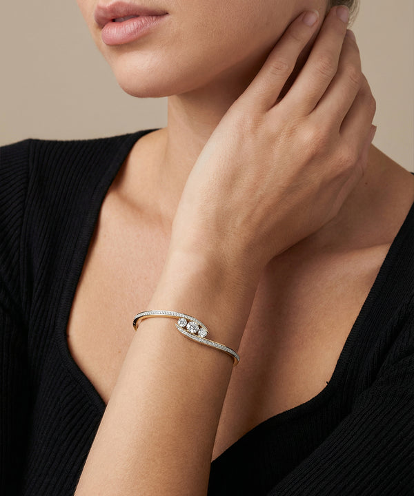 Bella By Ovani® Lab-grown Diamond 3-Stone Bypass Bangle -.