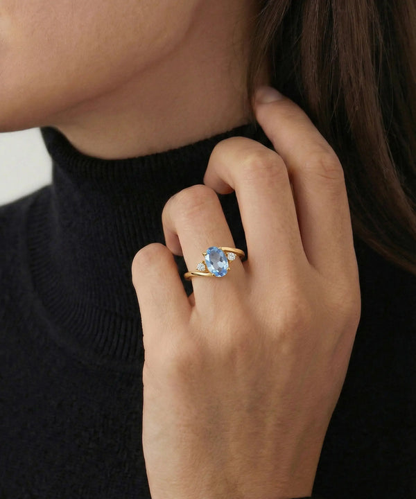 Love Spell® Blue Topaz & Lab-grown Diamond Oval Ring - 2.52 Ct. T.W.