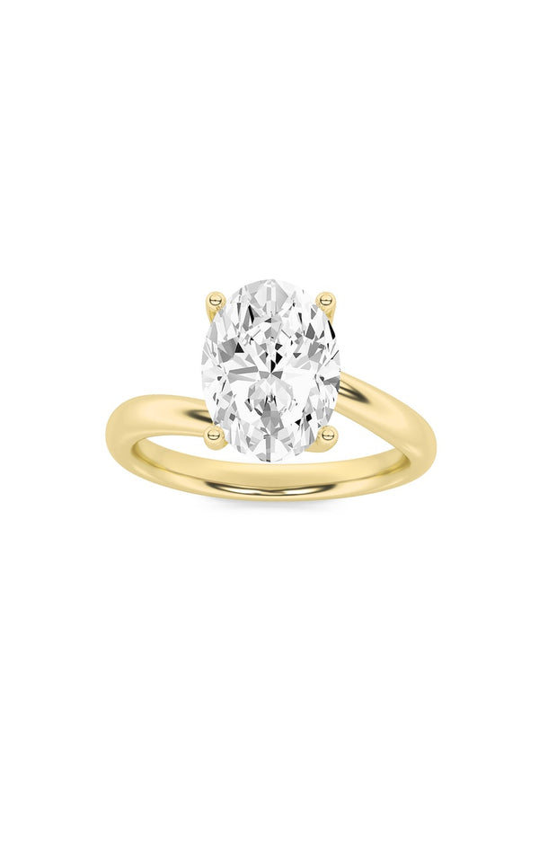 3Cttw Oval Shaped Lab Grown Diamond (F/VS) BypassShank Engagement Ring in 14K Gold