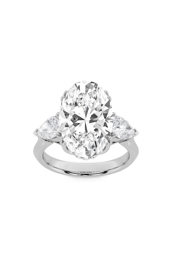 6.5Cttw Oval Shaped Lab Grown Diamond (F/VS) Bold Statement Accented Ring in 14K Gold