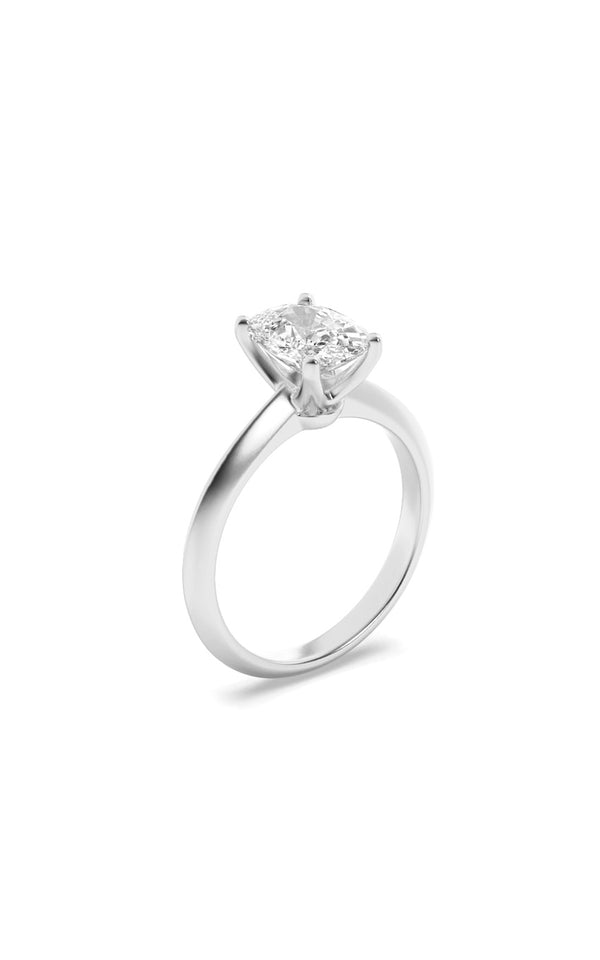 3Cttw Elongated Cushion Shaped Lab Grown Diamond (F/VS) Knife Edge Shank Solitaire Engagement Ring in 14K Gold