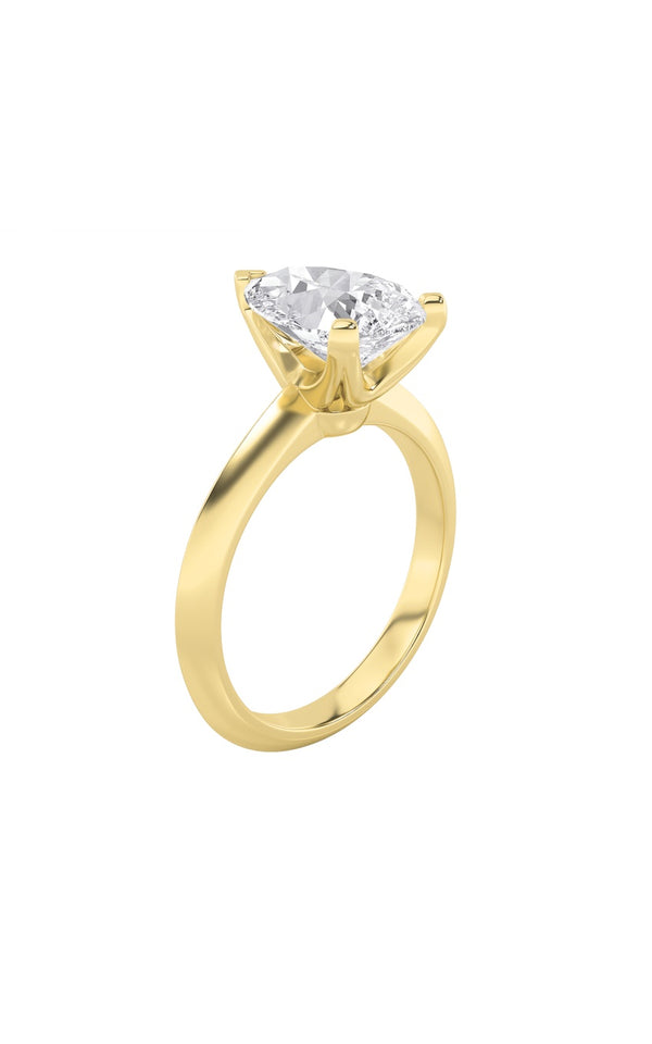2Cttw Pear Shaped Lab Grown Diamond (F/VS) Knife Edge Shank Solitaire Engagement Ring in 14K Gold