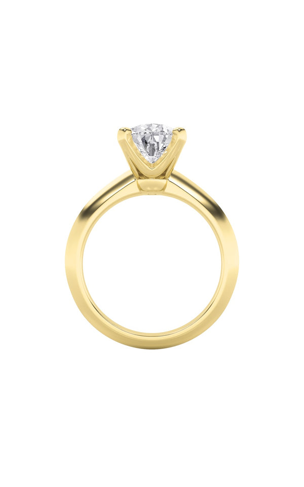 2Cttw Pear Shaped Lab Grown Diamond (F/VS) Knife Edge Shank Solitaire Engagement Ring in 14K Gold
