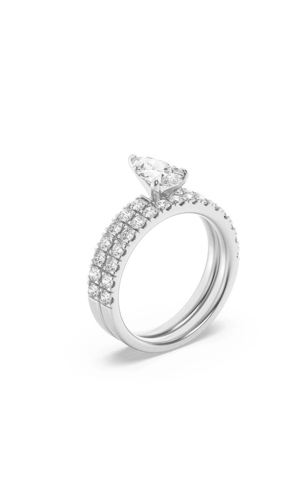 2Cttw Pear Shaped Lab Grown Diamond (F/VS) ClassicAccented Set With Band and Engagement Ring in 14K Gold
