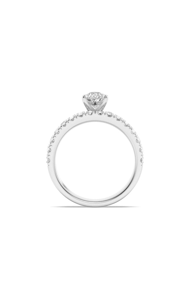 2Cttw Pear Shaped Lab Grown Diamond (F/VS) ClassicAccented Set With Band and Engagement Ring in 14K Gold