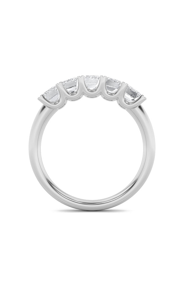 2Cttw Emerald Shaped Lab Grown Diamond (F/VS) FiveStone Band Ring in 14K Gold
