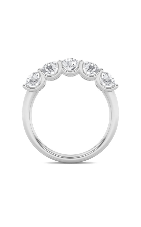 2Cttw Round Shaped Lab Grown Diamond (F/VS) Five Stone Band Ring in 14K Gold
