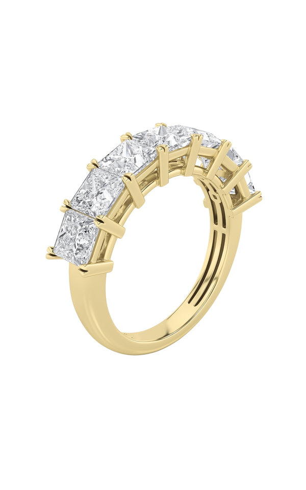 3Cttw Princess Shaped Lab Grown Diamond (F/VS) Seven Stone Band Ring in 14K Gold