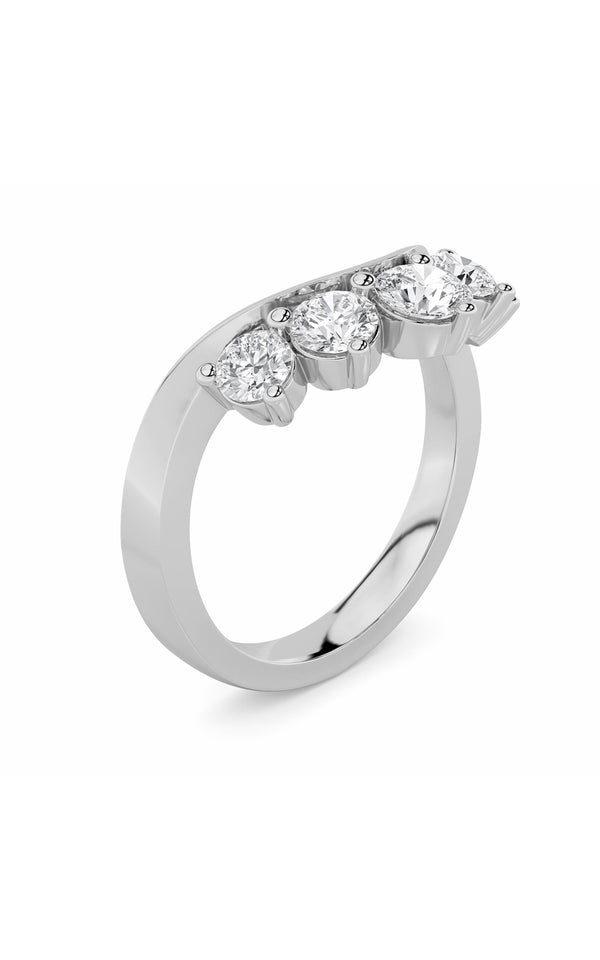 1Cttw Round Shaped Lab Grown Diamond (F/VS) Fancy Contour Ring in 14K Gold