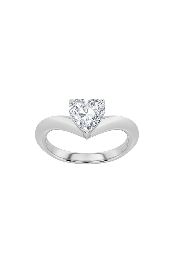 1Cttw Heart Shaped Lab Grown Diamond (F/VS) Heart Shaped Ring in 14K Gold