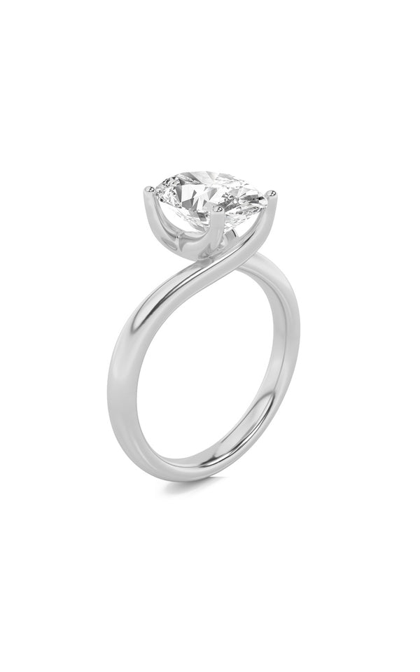 2Cttw Oval Shaped Lab Grown Diamond (F/VS) BypassShank Engagement Ring in 14K Gold