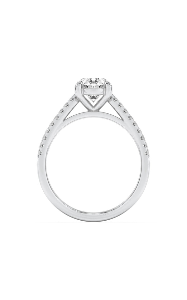 2Cttw Oval Shaped Lab Grown Diamond (F/VS) Cross Shank Accented Engagement Ring in 14K Gold