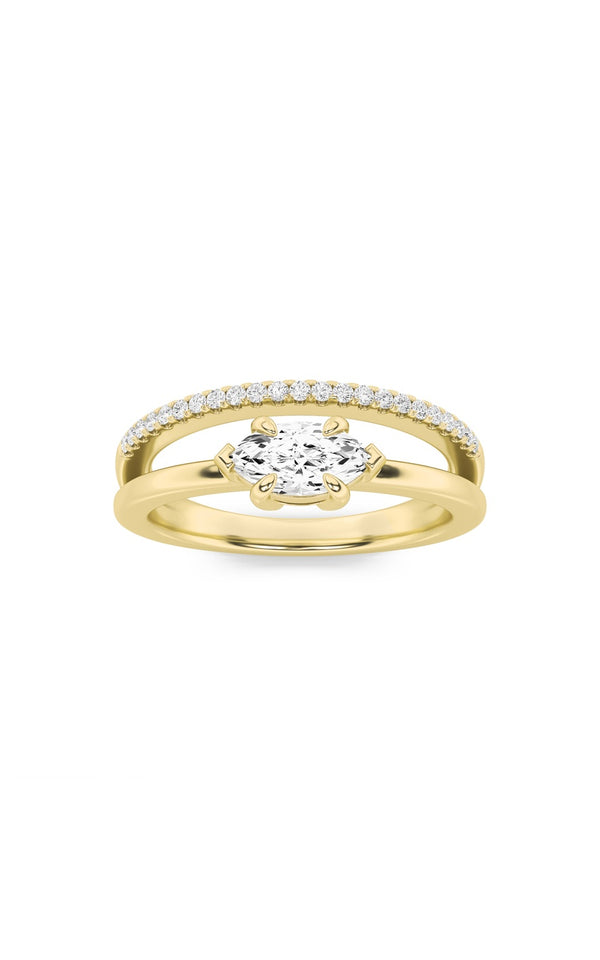 0.5Cttw Marquise Shaped Lab Grown Diamond (G/VS) Fashion Ring in 10K Gold