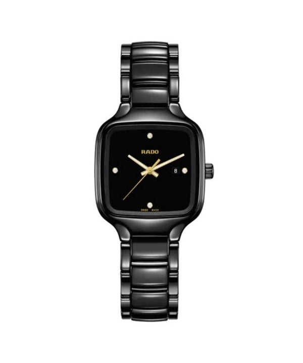 Black Rado watch on a white background