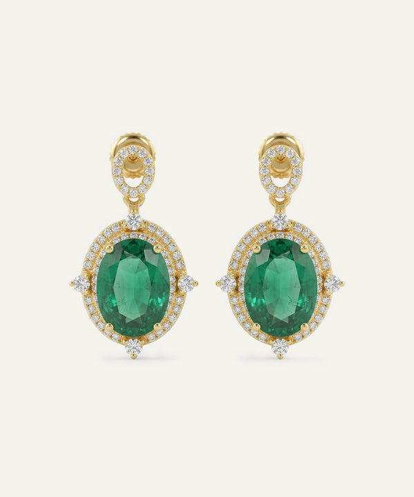 Aanika V. Emerald & Diamond Double Halo Drop - 0.35 Ct. T.W.