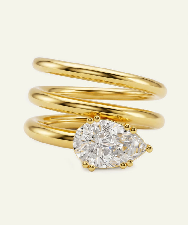 Ovani® Lab-grown Diamond Pear Spiral Wrap Ring - 2.11 Ct. T.W.