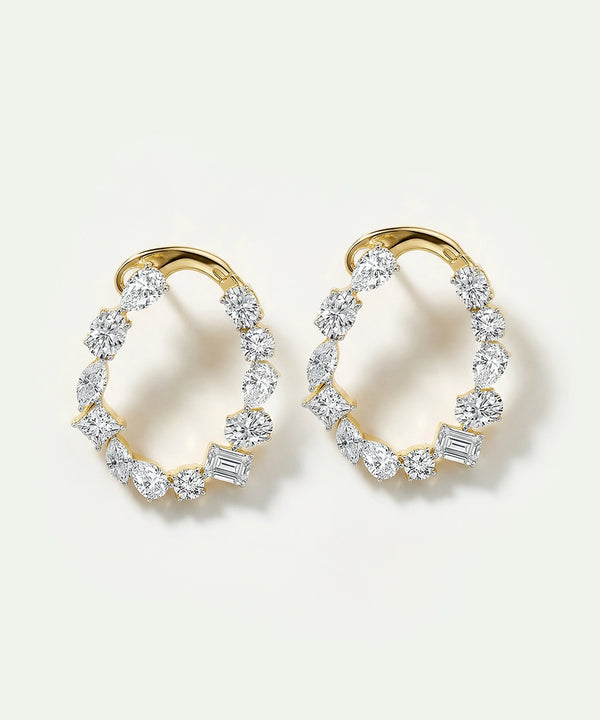 Ovani® Lab-grown Diamond Multi-shaped Hoops - 6 Ct. T.W.