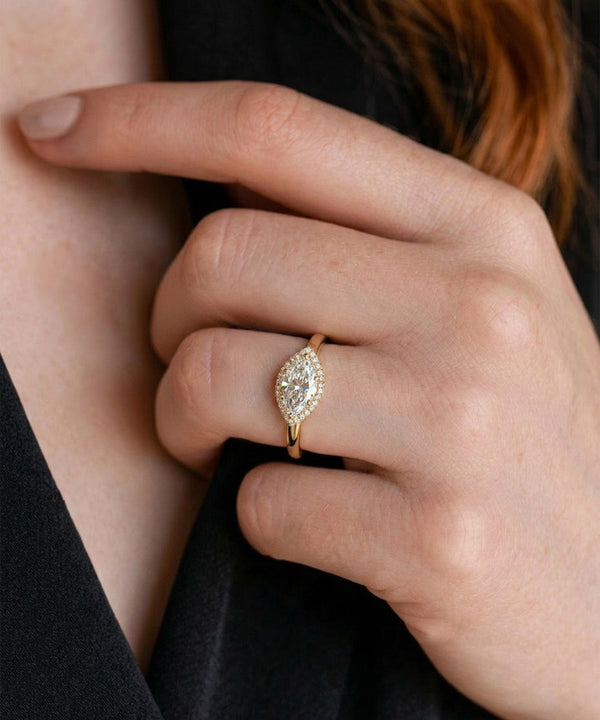 Ovani® Lab-grown Diamond Marquise East-West Halo Bridal Ring - 3.26 Ct. T.W.