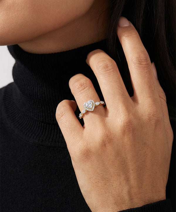 Novello Lab-grown Diamond Heart Halo Bridal Ring - 1.05 Ct. T.W.