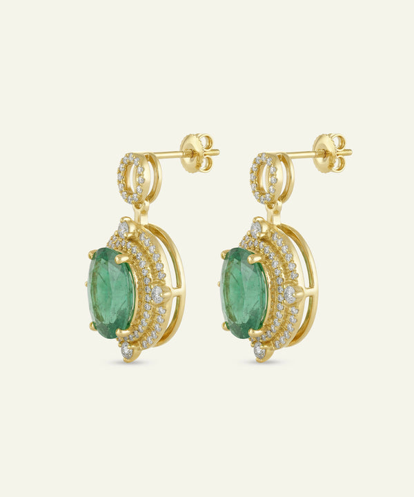 Aanika V. Emerald & Diamond Double Halo Drop - 0.35 Ct. T.W.