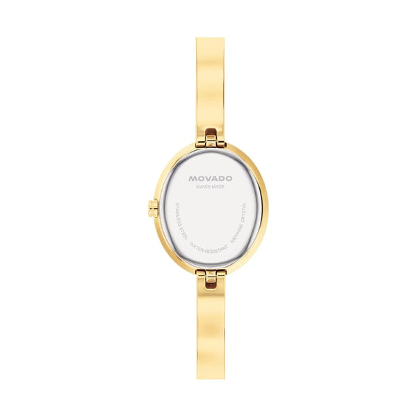 Gold watch with white face on a white background