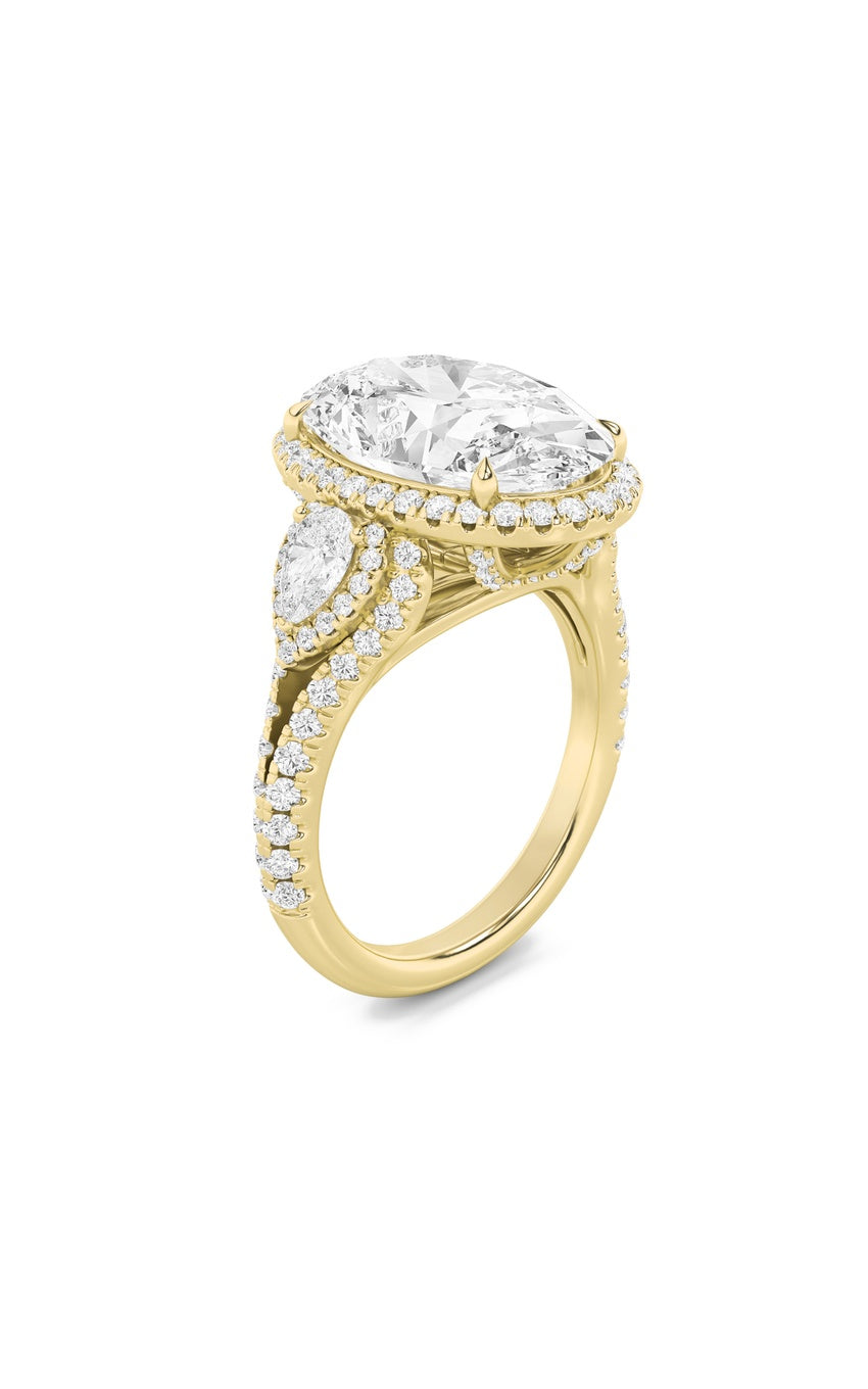 7.25Cttw Oval Shaped Lab Grown Diamond (F/VS) Bold Accented Engagement Ring in 14K Gold