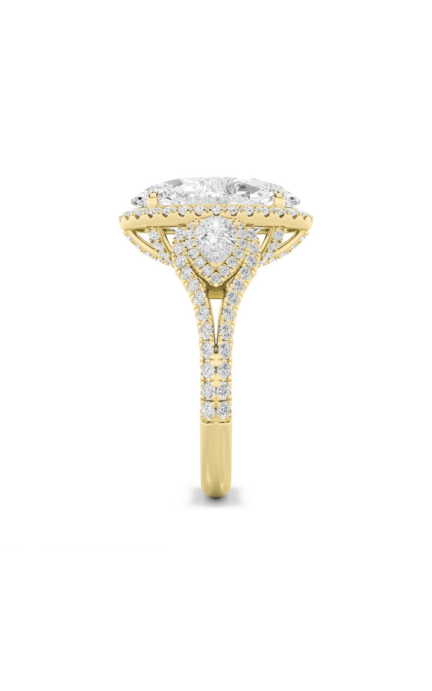 7.25Cttw Oval Shaped Lab Grown Diamond (F/VS) Bold Accented Engagement Ring in 14K Gold