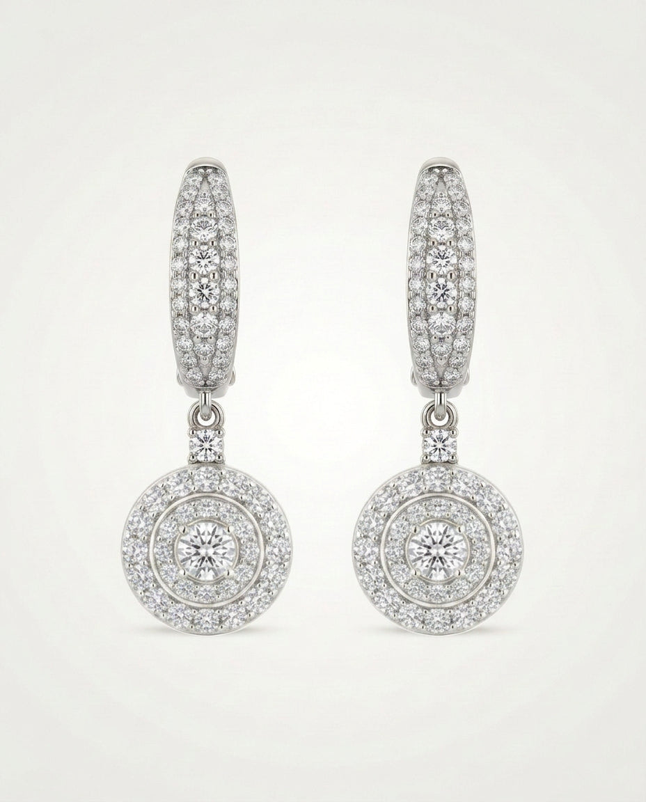 Ovani® Natural Diamond Double Halo Drop Huggies Earrings - 1.6 Ct. T.W.