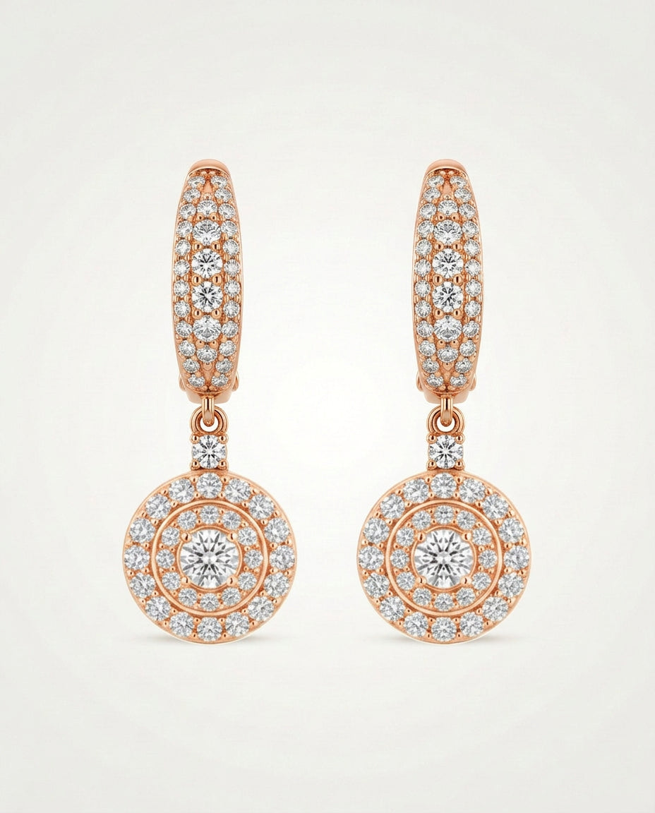 Ovani® Natural Diamond Double Halo Drop Huggies Earrings - 1.6 Ct. T.W.