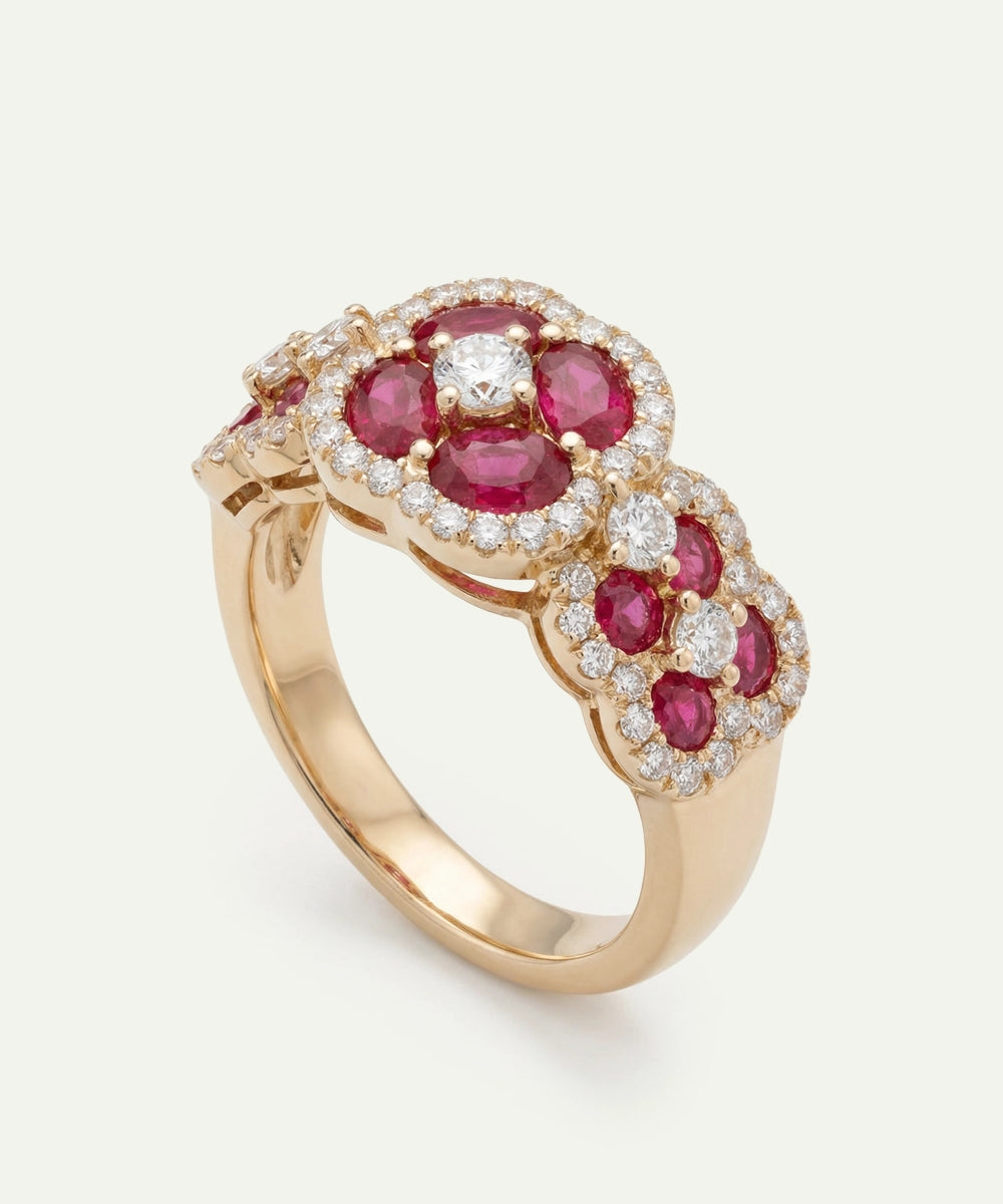 Aanika V. Ruby & Diamond Cluster Ring - 2.1 Ct. T.W.
