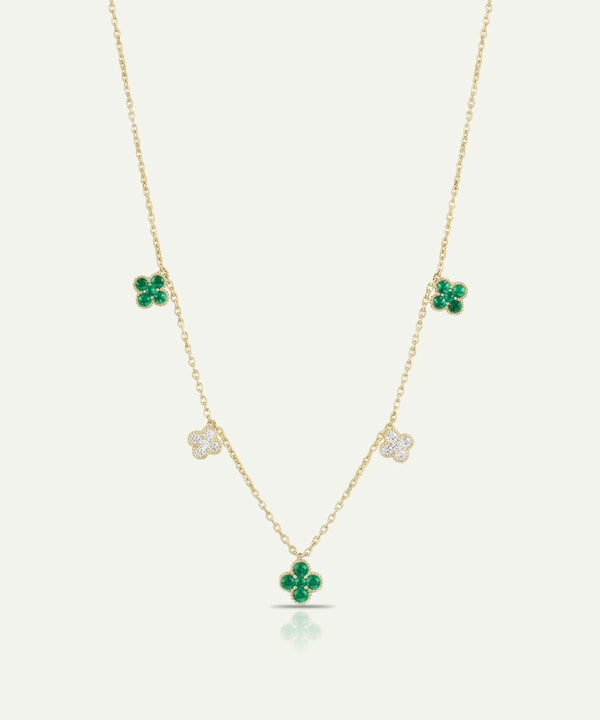 Aanika V. Emerald & Diamond Floral Station Necklace - 1.04 Ct. T.W.