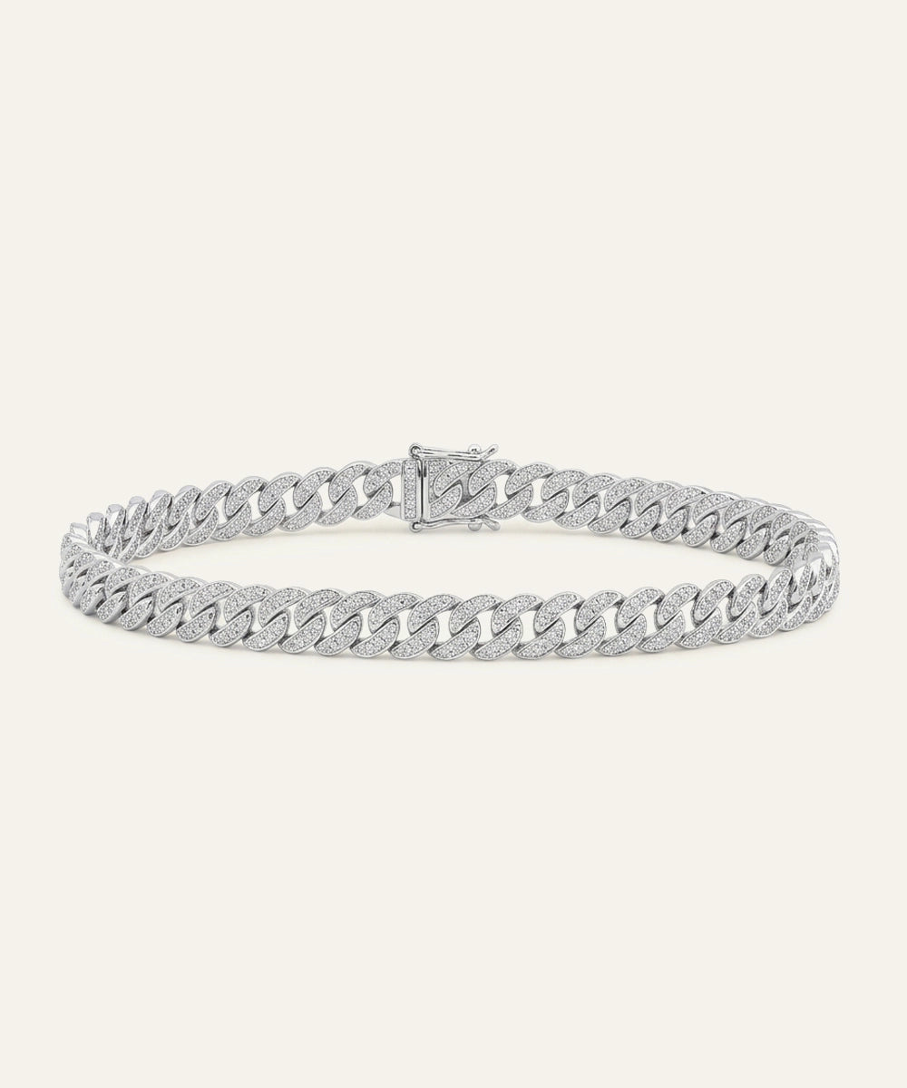 Silver chain bracelet on a white background