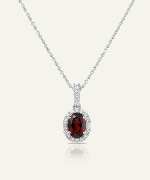 Love Spell® Lab-grown Diamond and Garnet Halo Pendant - 0.15 Ct. T.W.