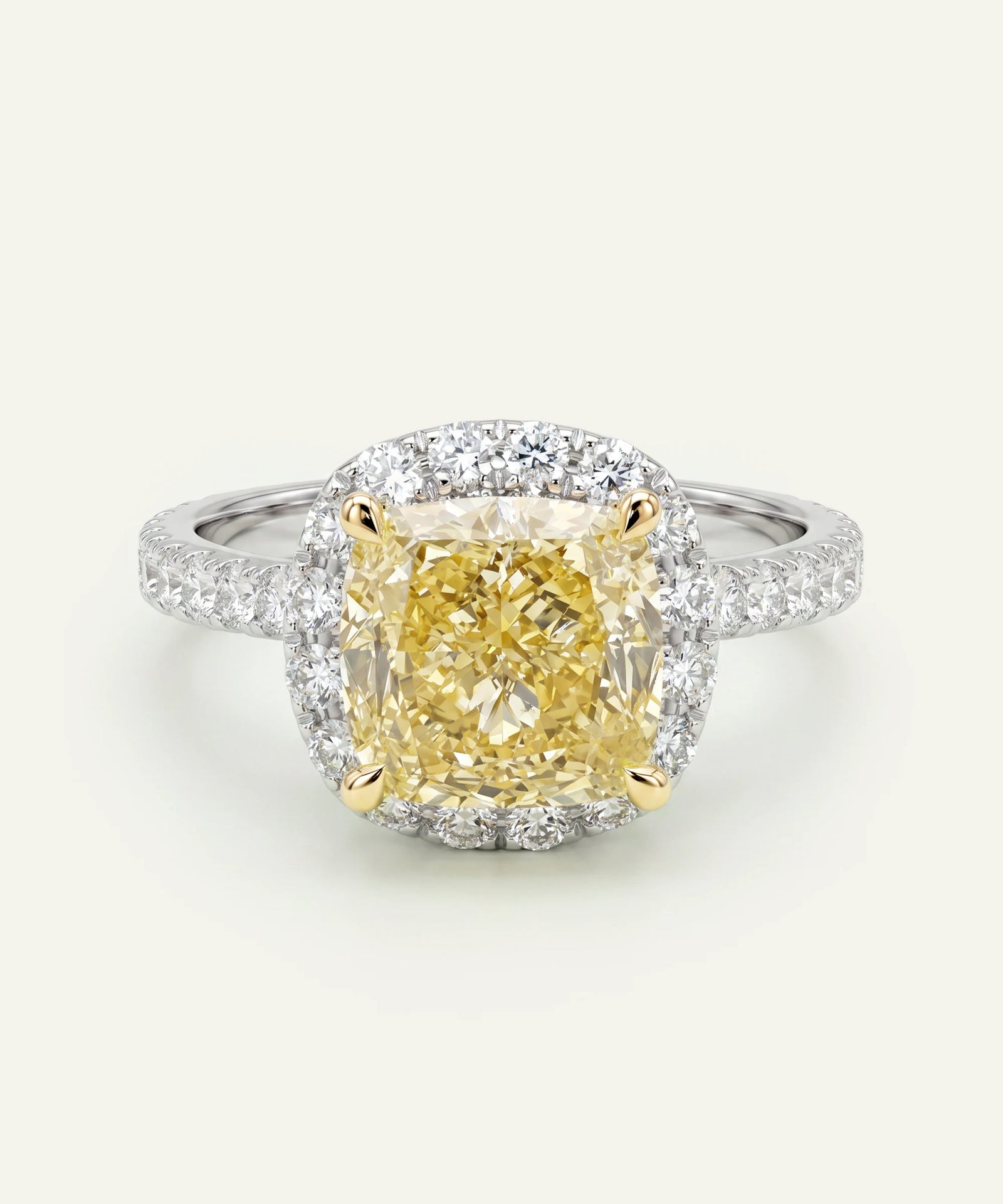 Ovani® Lab-grown Yellow Diamond Cushion Halo Bridal Ring -  4.37 Ct. T.W.
