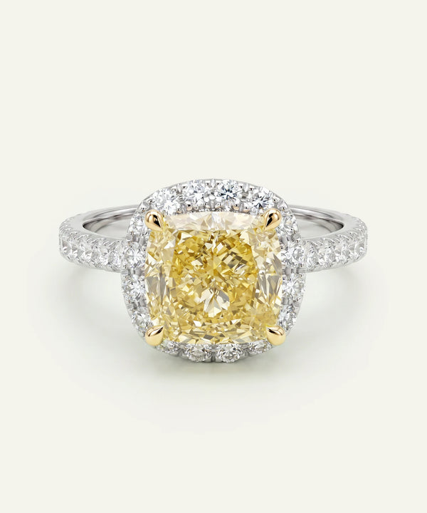 Ovani® Lab-grown Yellow Diamond Cushion Halo Bridal Ring -  4.37 Ct. T.W.