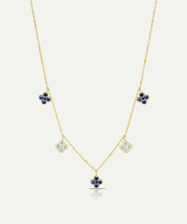 Aanika V. Sapphire & Diamond Floral Station Necklace - 1.15 Ct. T.W.