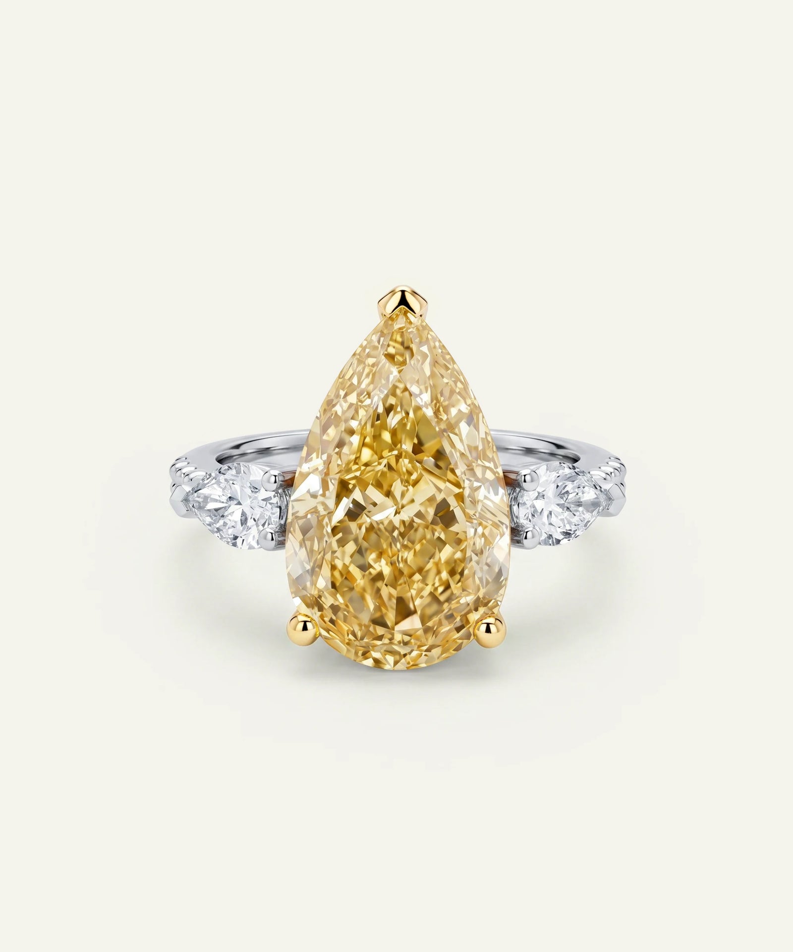 Ovani® Lab-grown Yellow Diamond Pear Bridal Ring -  3.81 Ct. T.W.