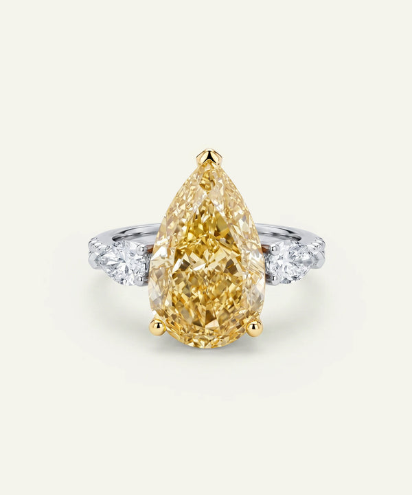 Ovani® Lab-grown Yellow Diamond Pear Bridal Ring -  3.81 Ct. T.W.
