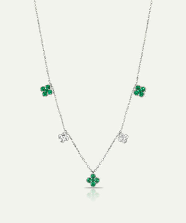 Aanika V. Emerald & Diamond Floral Station Necklace - 1.04 Ct. T.W.