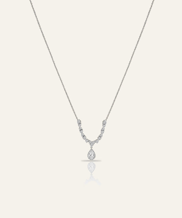 Diamond necklace on a white background