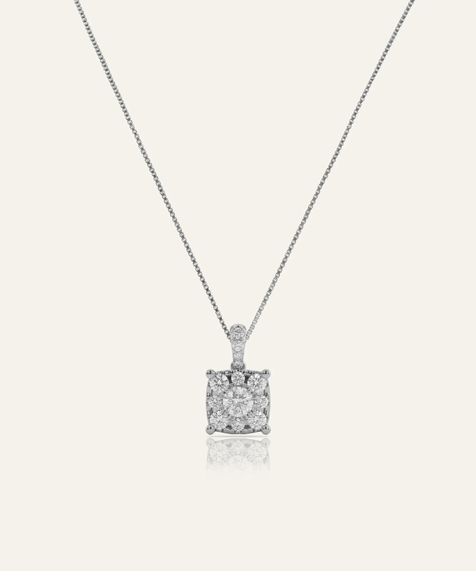 Diamond necklace on a white background