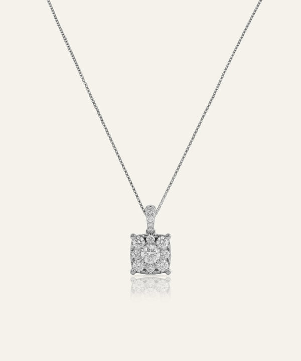 Diamond necklace on a white background