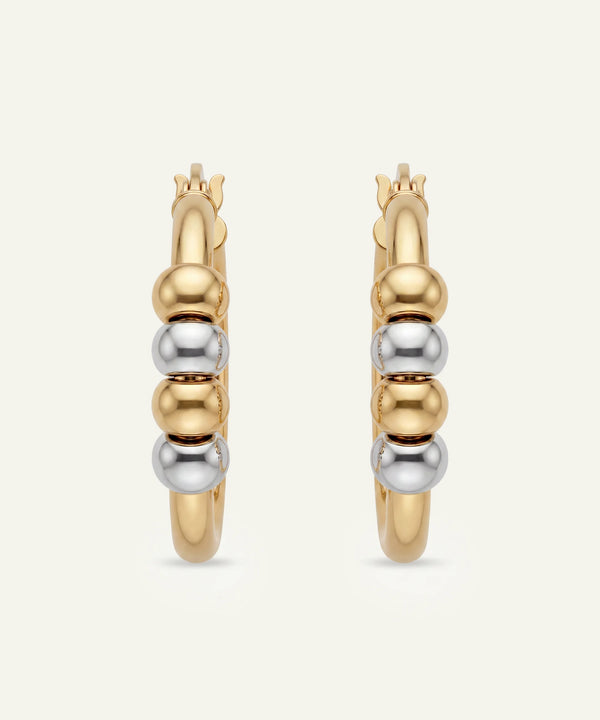 Oroventi Two-Tone Bead Hoop Earrings