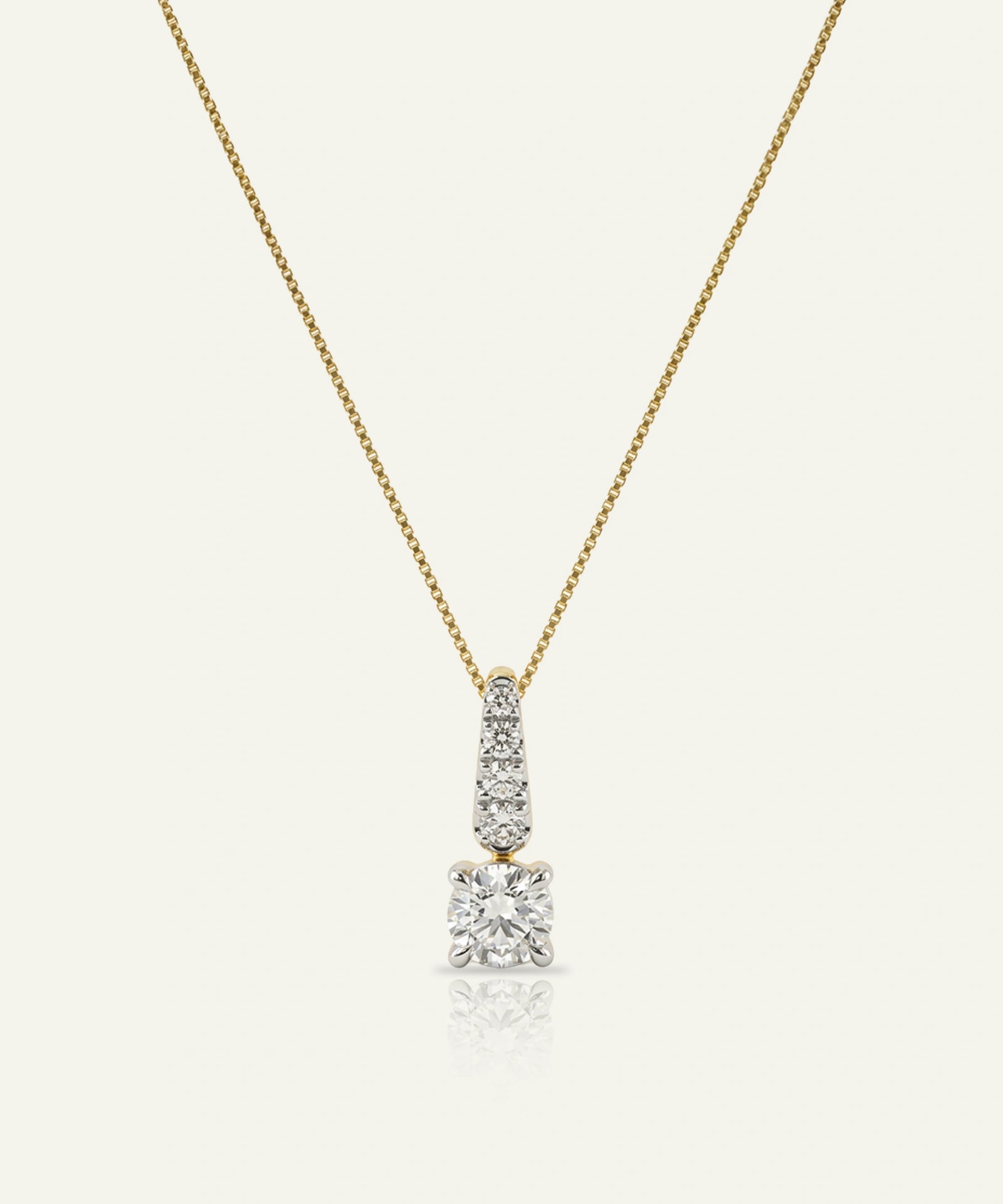 Diamond necklace on a white background